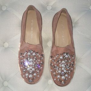 Stuart Weitzman pearl and crystal sneakers